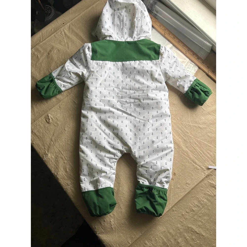 Northern Classics Snowsuit Baby 12M White Green Hooded Bunting Zip